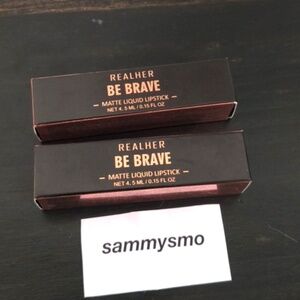 Realher Metallic Matte Liquid Lipstick, BE BRAVE metallic rose gold x2